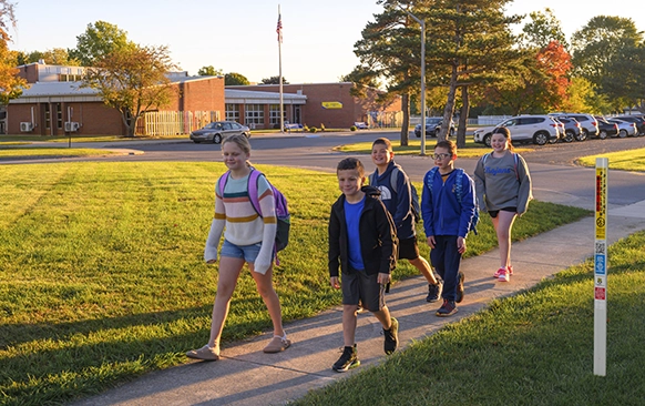 Children walking into school in the morning