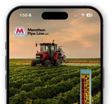 A picture of a the MPL Pipeline Finder App on a smart phone screen